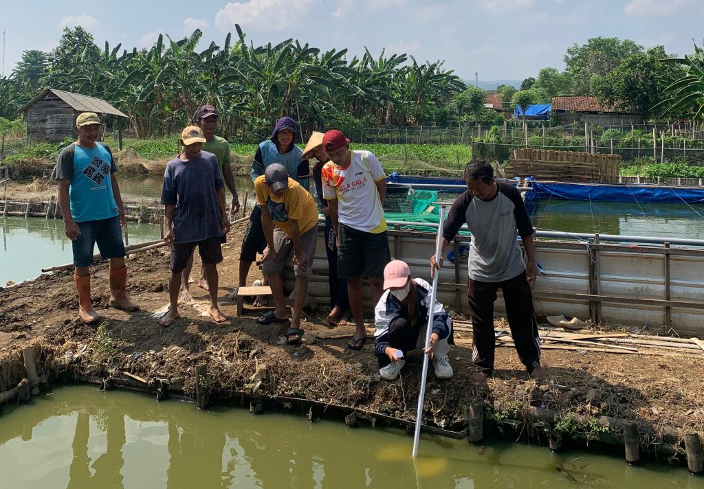 Mahasiswi KKN Prodi Oseanografi Undip Pantau Kualitas Air Budidaya