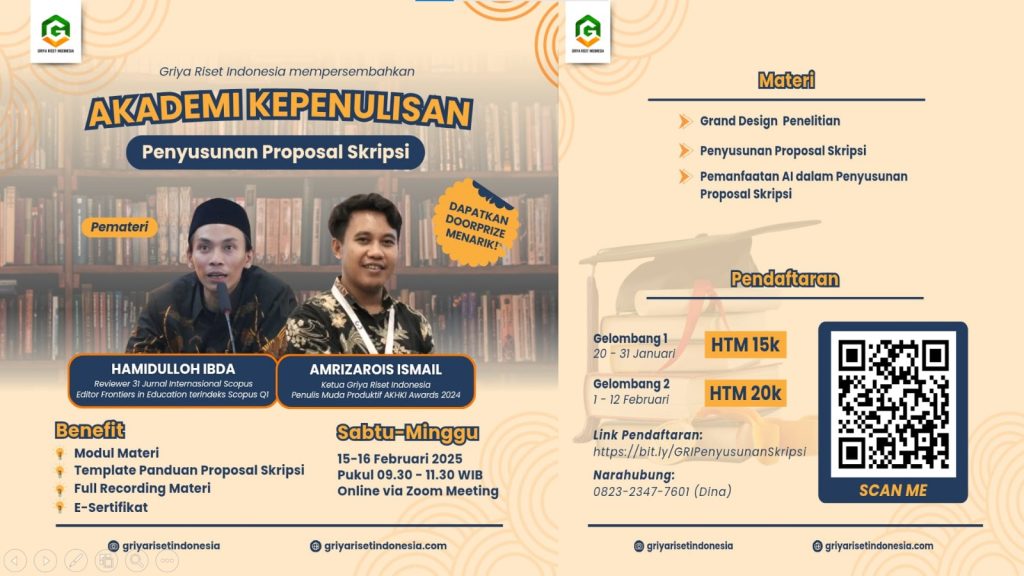 Akademi Kepenulisan GRI Angkat Tema Penyusun Proposal Skripsi, Siapa Saja Bisa Daftar!