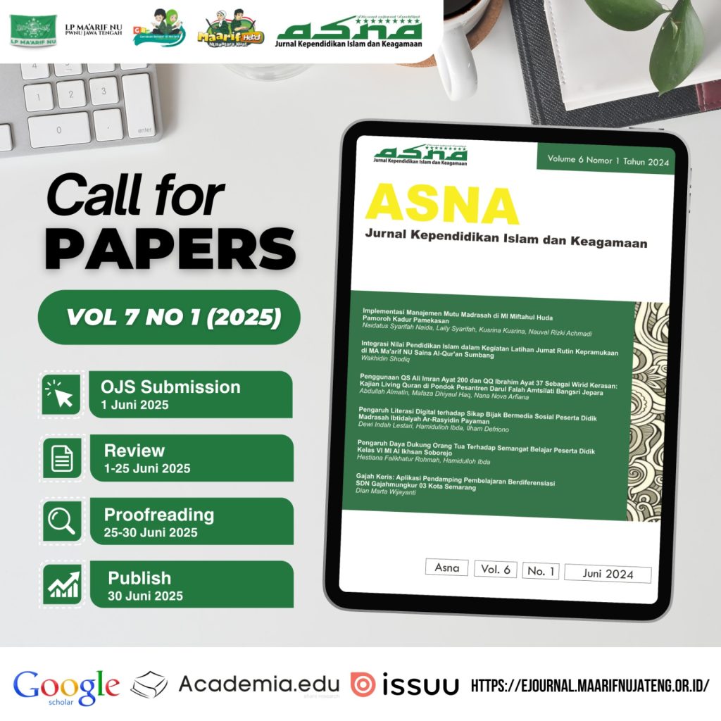 ASNA: Jurnal Kependidikan Islam dan Keagamaan Buka Call for Papers