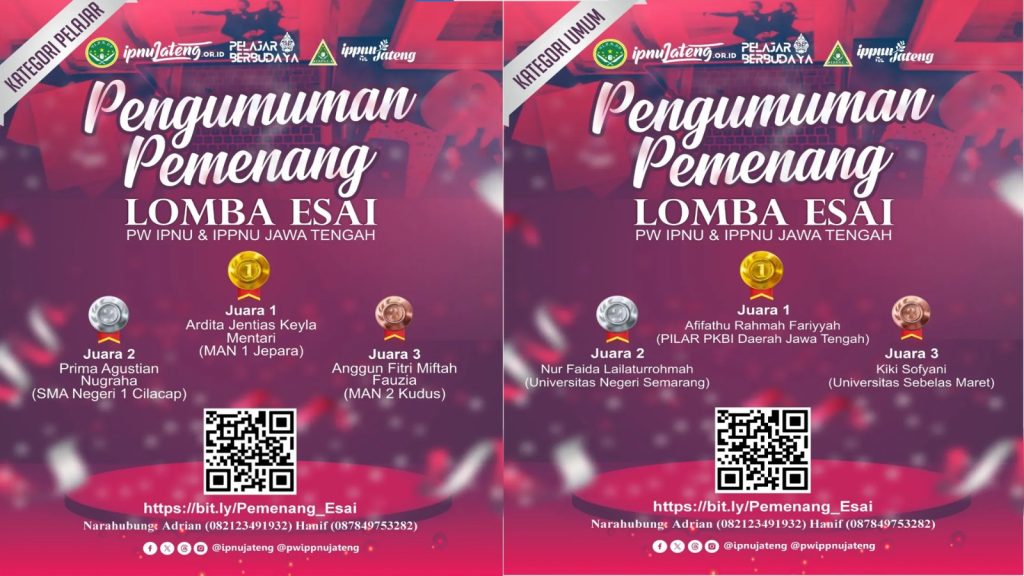 Pengumuman Lomba Esai PW IPNU-IPPNU Jateng