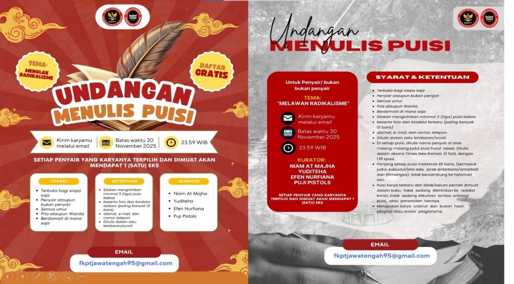 FKPT Jawa Tengah Gelar Lomba Menulis Puisi Bertema “Melawan Radikalisme”