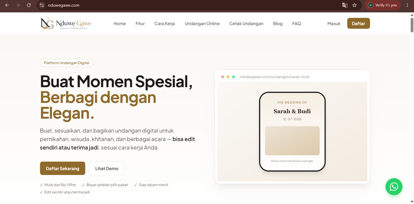 NduweGawe Permudah Pembuatan Undangan Online dan Cetak untuk Berbagai Acara