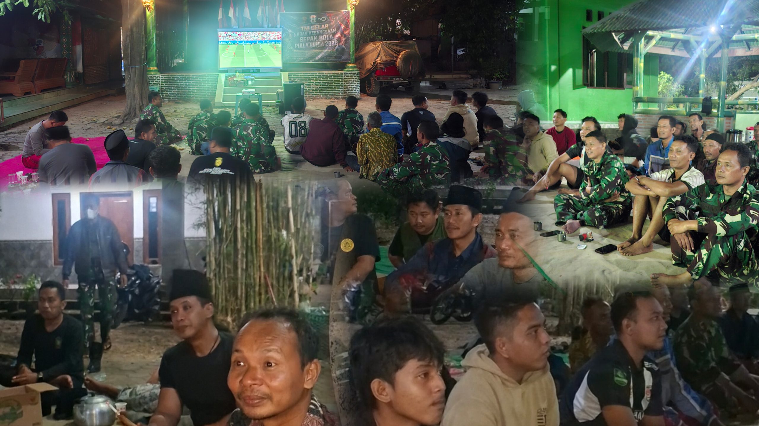 Pererat Silaturahim, Koramil Kota Kendal bersama Santri Pring Jagad dan Warga Sukodono Gelar Nobar Piala Dunia